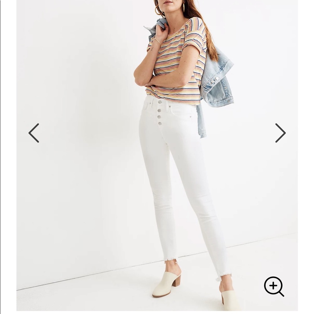 Madewell white skinny jeans with raw hem 25p